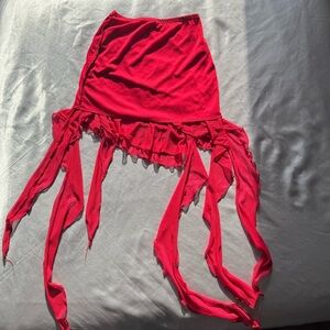 Y2K Red Fringe Skirt